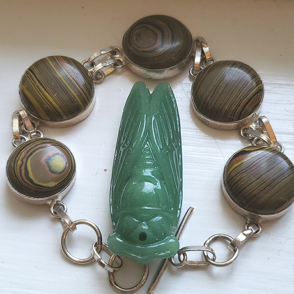 Bracelet 925 silver & gemstone, artisan handmade, - Picture 3 of 8